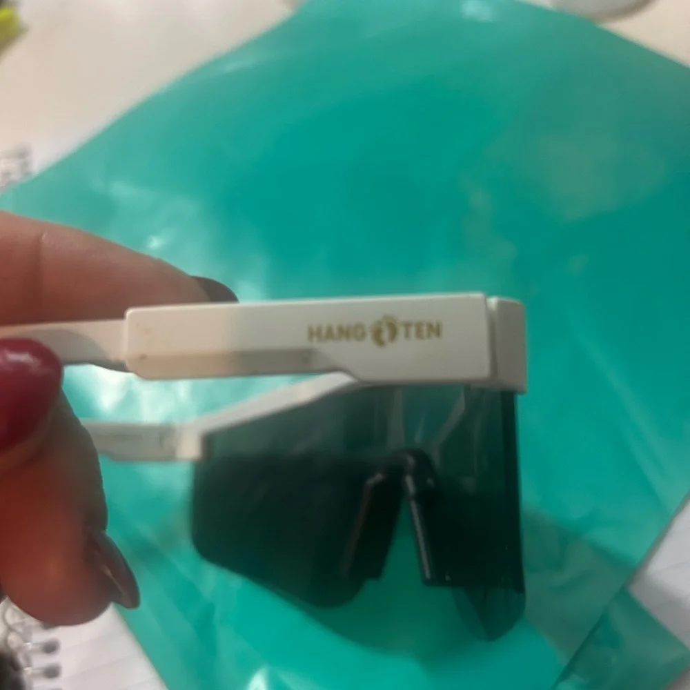 Hang Ten Kids Sunglasses with Green Lens and White Frame